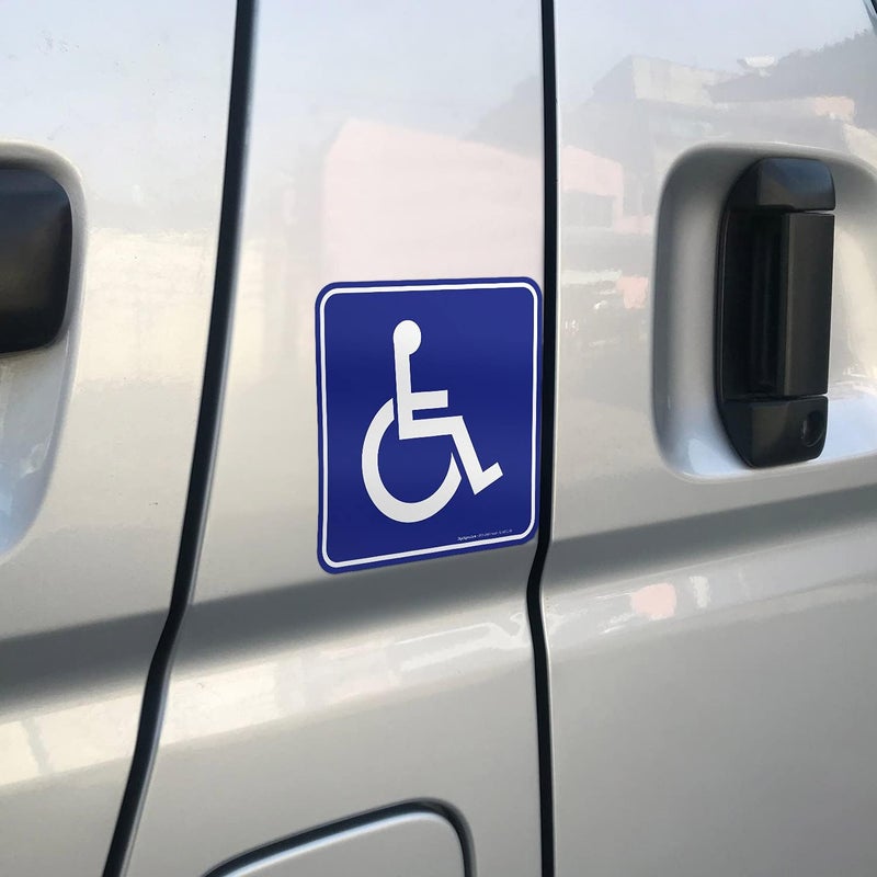 BPA Signs (4 Pack) Handicap Stickers - Disabled Wheelchair Sign, 5.5x5.5 4 Mil Sleek Vinyl Decal Stickers Weather Resistant Long Lasting UV Protected and Waterproof Made in USA - Image 2