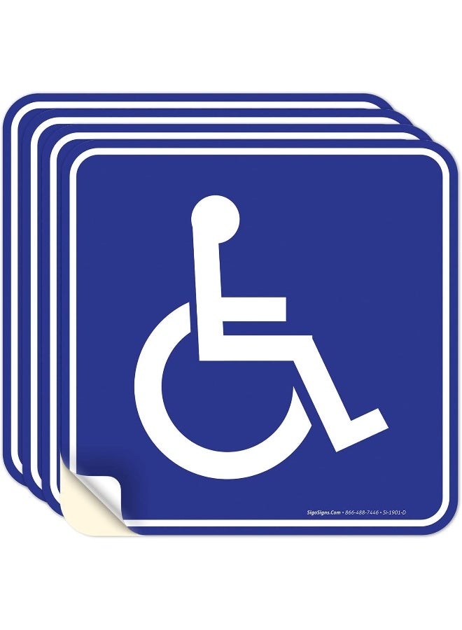 BPA Signs (4 Pack) Handicap Stickers - Disabled Wheelchair Sign, 5.5x5.5 4 Mil Sleek Vinyl Decal Stickers Weather Resistant Long Lasting UV Protected and Waterproof Made in USA - Image 1