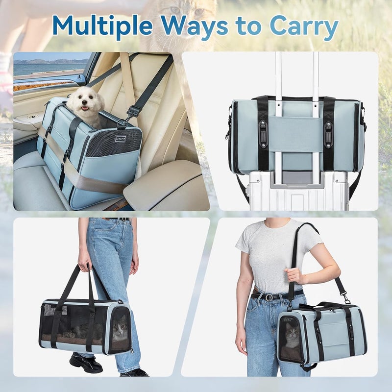 Petsfit Large Cat Car Carrier with Patented Safety Buckle – Escape Proof Cat Car Seat for Safe Driving, Lockable Zipper & Anti-Loss Harness, Soft-Sided Secure Carrier,also Suitable for Small Pets - Image 3