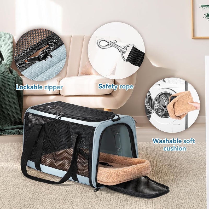 Petsfit Large Cat Car Carrier with Patented Safety Buckle – Escape Proof Cat Car Seat for Safe Driving, Lockable Zipper & Anti-Loss Harness, Soft-Sided Secure Carrier,also Suitable for Small Pets - Image 4