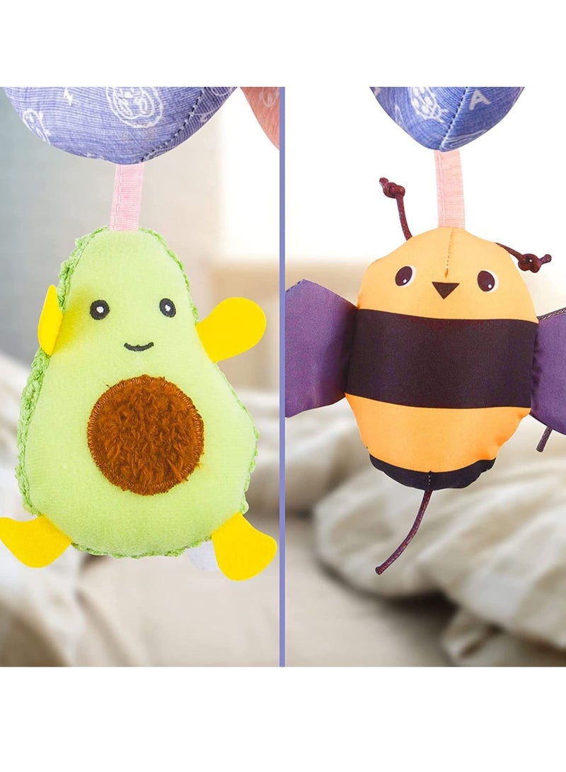 SYOSI Car Seat Toys, Spiral Activity Toy Infant Baby Orange Fox Spiral Plush Activity Hanging Toys for Car Seat Stroller Bar Crib Bassinet Mobile with Music Box BB Squeaker and Rattles（Orange） - Image 2