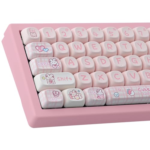 TYRIXKI PBT 148 Keys Cute Keycaps Dye-Sublimation Bunny Keycaps Set MOA Profile for Cherry Gateron MX Keys Mechanical Keyboards - Image 1