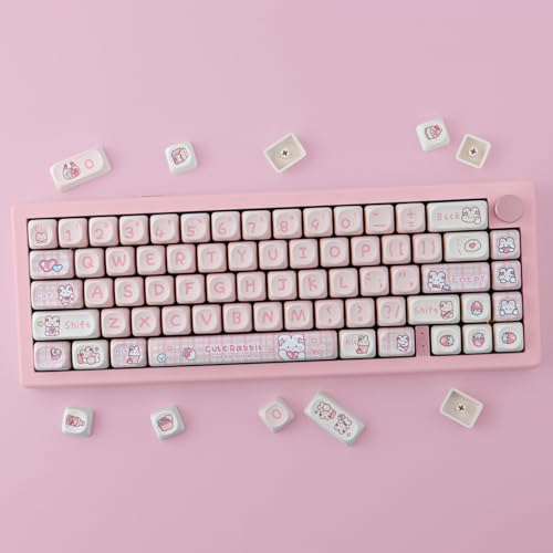 TYRIXKI PBT 148 Keys Cute Keycaps Dye-Sublimation Bunny Keycaps Set MOA Profile for Cherry Gateron MX Keys Mechanical Keyboards - Image 3