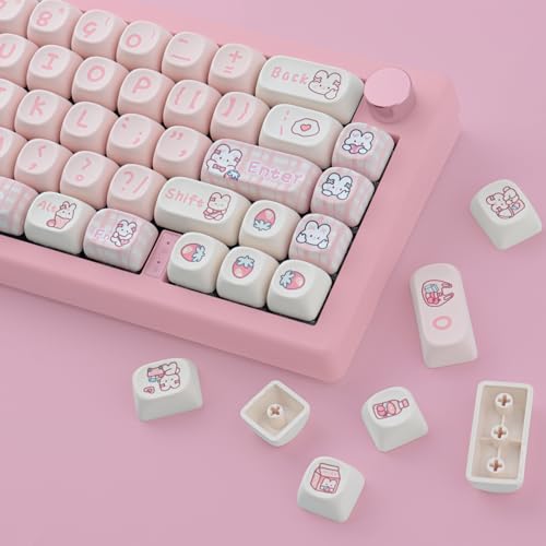 TYRIXKI PBT 148 Keys Cute Keycaps Dye-Sublimation Bunny Keycaps Set MOA Profile for Cherry Gateron MX Keys Mechanical Keyboards - Image 4