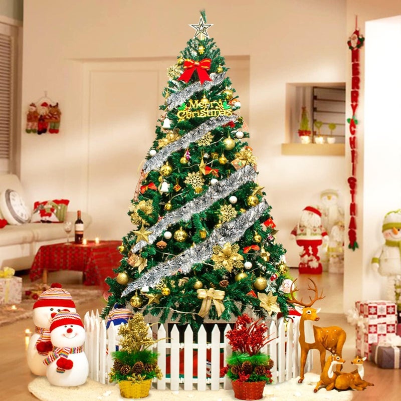 Diktmark Christmas Tinsel Garland Silver Tinsel Garland Christmas Foil Tinsel Garland Decoration for Christmas Wedding Party Holiday Dcoration Supply 5 Feet 5Pcs - Image 4