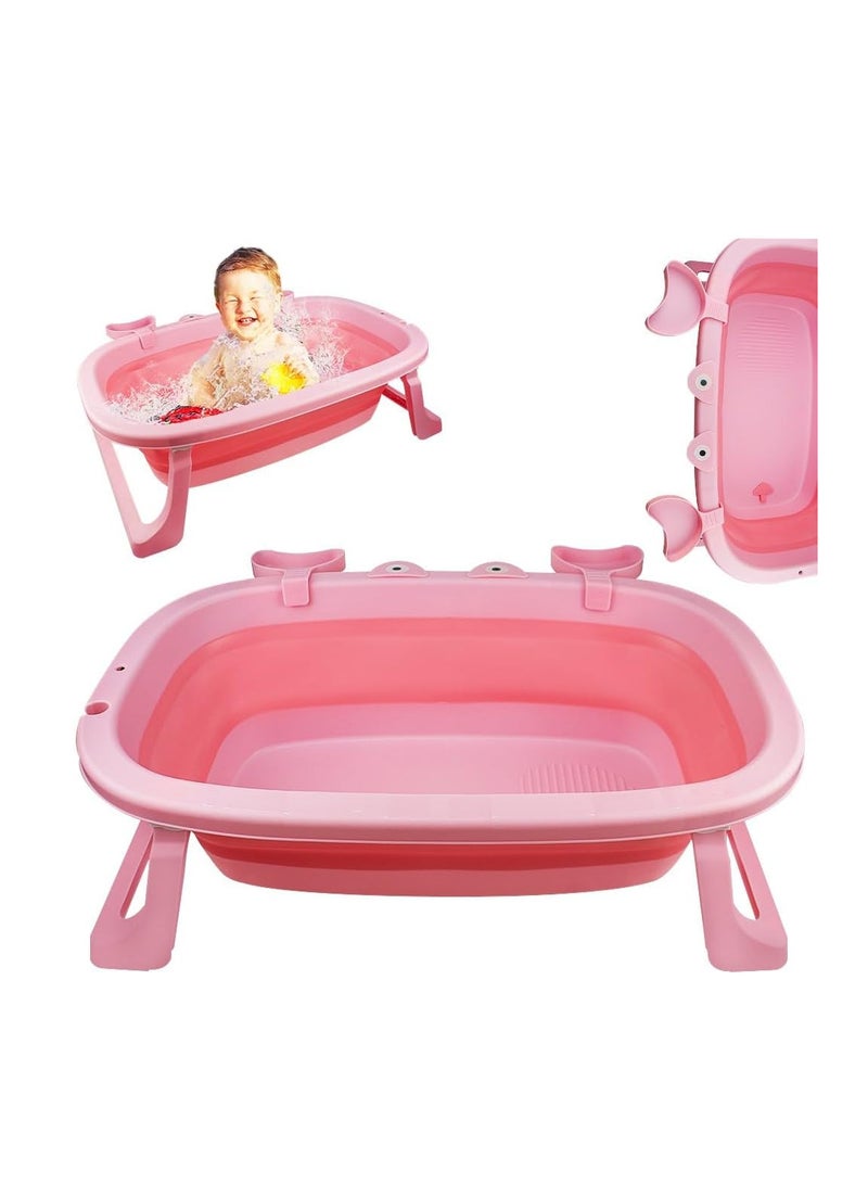 يو كيه آر حوض استحمام للأطفال قابل للطي من UKR - حوض استحمام محمول للرضع والأطفال الصغار باللون الوردي | منظم حمام صغير الحجم وموفر للمساحة | حل الاستحمام القابل للطي للأطفال الرضع والأطفال الصغار | مثالي للاستخدام المنزلي والسفر - Image 1