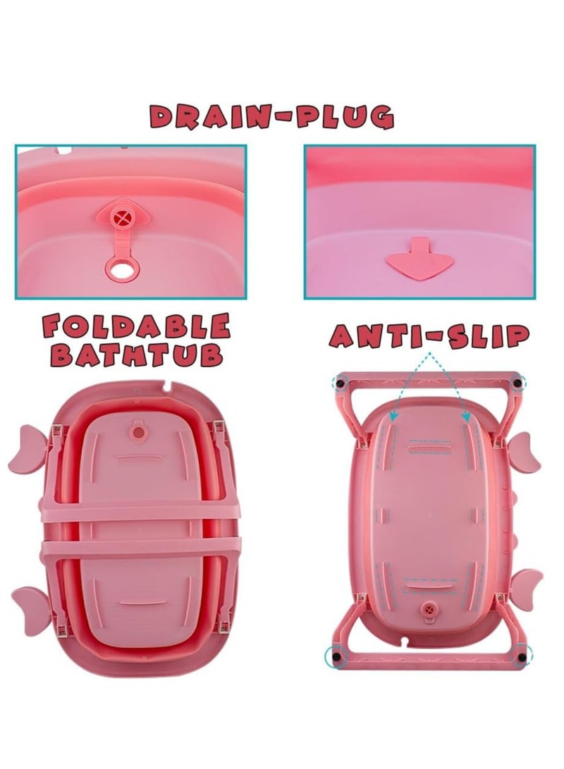يو كيه آر حوض استحمام للأطفال قابل للطي من UKR - حوض استحمام محمول للرضع والأطفال الصغار باللون الوردي | منظم حمام صغير الحجم وموفر للمساحة | حل الاستحمام القابل للطي للأطفال الرضع والأطفال الصغار | مثالي للاستخدام المنزلي والسفر - Image 5