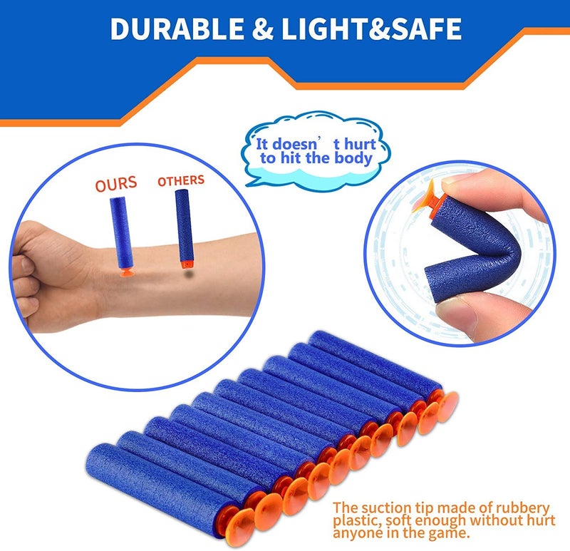 VGRASSP Soft Foam Suction Bullets Darts for Toys Guns - Sticky Safe Bullets Compatible with Nerf N-Strike and Blaze Storm Guns (Pack of 100) - Color As Per Stock, Blue - Image 4