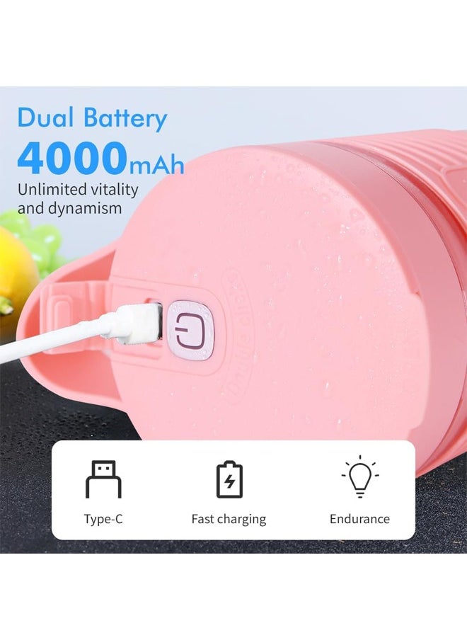 Zeemey - Portable Juicer,Rechargeable Type-C Personal Blender,Mini Blender with Ultra Sharp Four Blades,Perfect for Travel,Gym,Office (Pink) - Image 1
