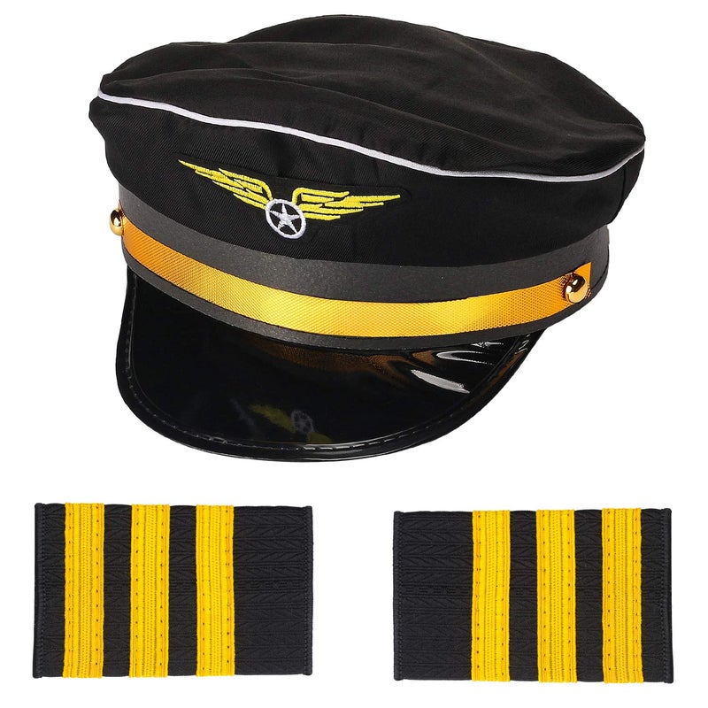 Beelittle Airline Pilot Captain Costume Kit Pilot Dress up Accessory Set with Aviator Sunglasses - Image 2