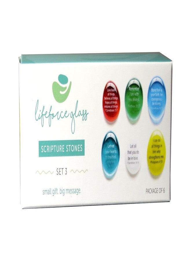 لايف فورس جلاس أحجار زجاجية تحمل آيات من الكتاب المقدس، ستة من آياتك المفضلة الملهمة من الكتاب المقدس على أحجار شفافة وغير شفافة، معبأة في صندوق فاخر من إنتاج شركة لايف فورس جلاس. المجموعة الثالثة. - Image 2