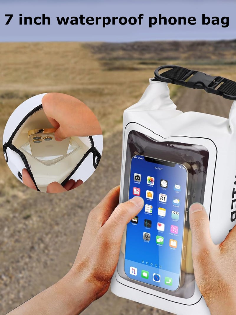 5L PVC كيس جاف مقاوم للماء مع 7 بوصة هاتف قابل للمس كيس مقاوم للماء ، مناسبة للأنشطة في الهواء الطلق ، كيس إغلاق لفة أعلى ، أسود - Image 5