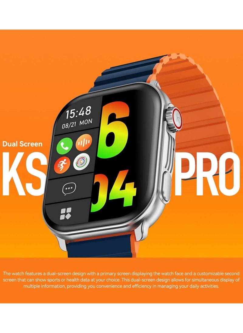 KIESLECT Kieslect Ks Pro Smartwatch 2.01'' AMOLED Display HD Bluetooth Call Abnormal Heart Rate Monitor AOD Sport Men Women Smart Watch (Black) - extra black strap free  - Image 5