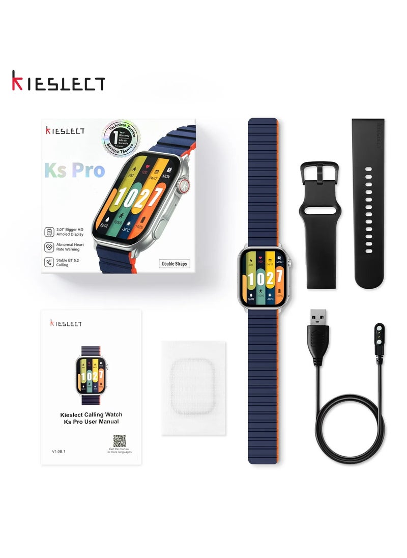 KIESLECT Kieslect Ks Pro Smartwatch 2.01'' AMOLED Display HD Bluetooth Call Abnormal Heart Rate Monitor AOD Sport Men Women Smart Watch (Black) - extra black strap free  - Image 4