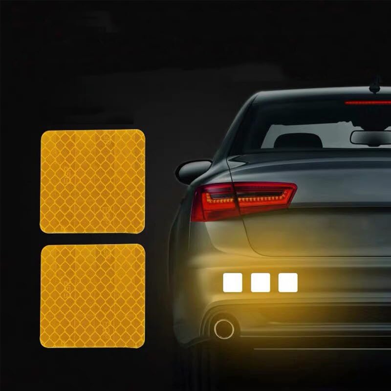 Buylogy® (Orange) 10Pcs Square Car Truck Bumper Safety Reflective Warning Strip Night Driving Riding Safety Stickers Motorcycle Bicycles Safety Sticker - Image 1