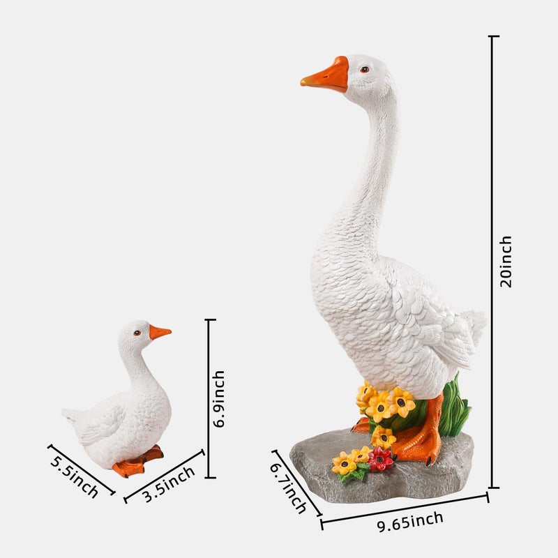 Newinhome Porch Goose Garden Statue 2 Pack, Mom and Baby Goose Garden Decor, 20 Inches High Goose Statue, Big Resin Yard Decor, Outdoor Geese Figurine for Patio,Porch,Yard,Lawn Ornament, Gifts for Mom - Image 3