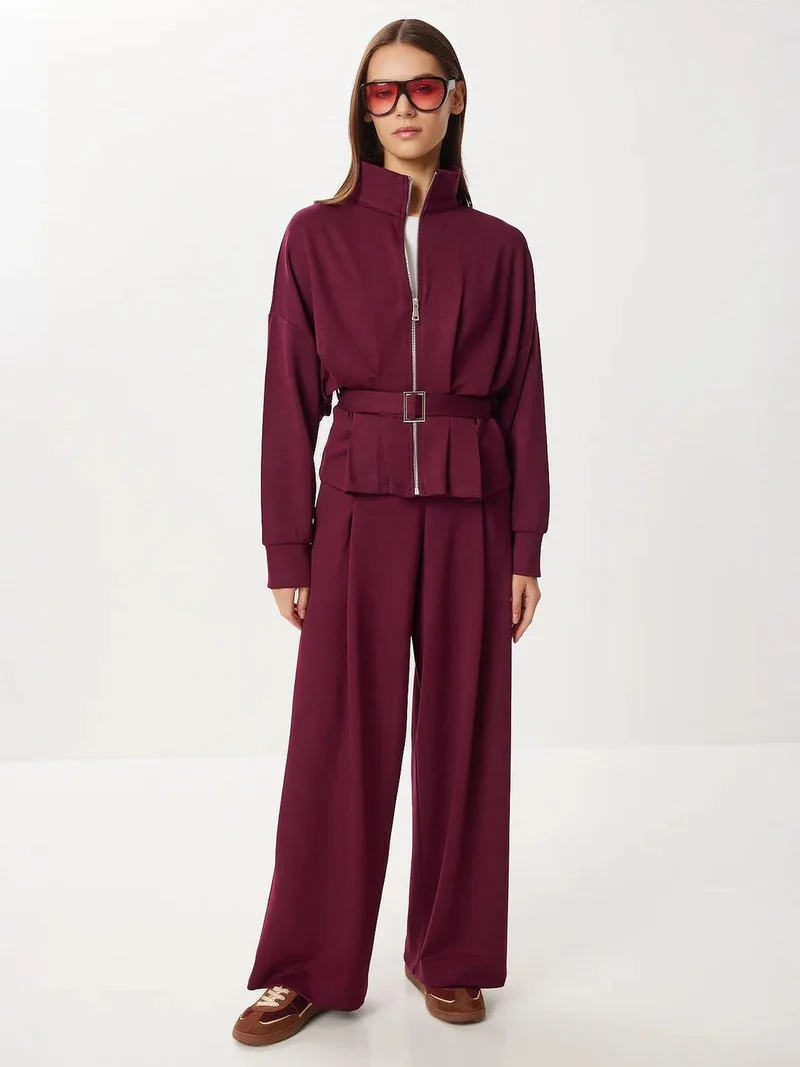 إسطنبول الساحرة ISTANBUL Belted Jacket &  Wide Leg Pants Two-Piece Coord Set