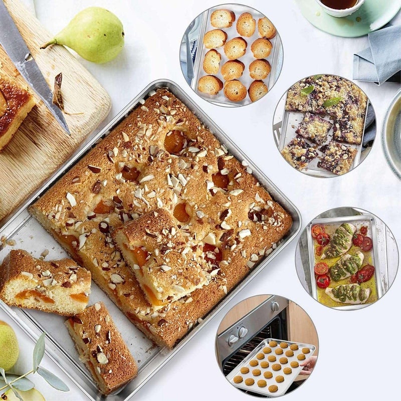 راج صينية تقديم مستطيلة مزينة بالخرز من الفولاذ المقاوم للصدأ من راج | صينية حلوى | طبق تقديم | 45.5 × 32 سم - Image 5