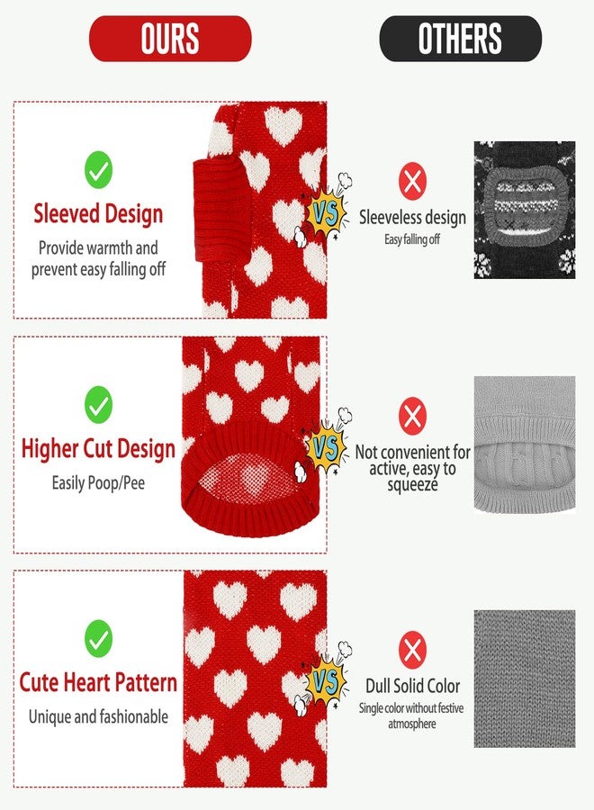 KOOLTAIL Cat Sweater Turtleneck - Soft Knit Cat Christmas Sweater, Heart Love Pattern Thick Warm Cold Weather Clothes for Small, Medium, Large Size Kitten, Puppy, Girls Red - Image 5