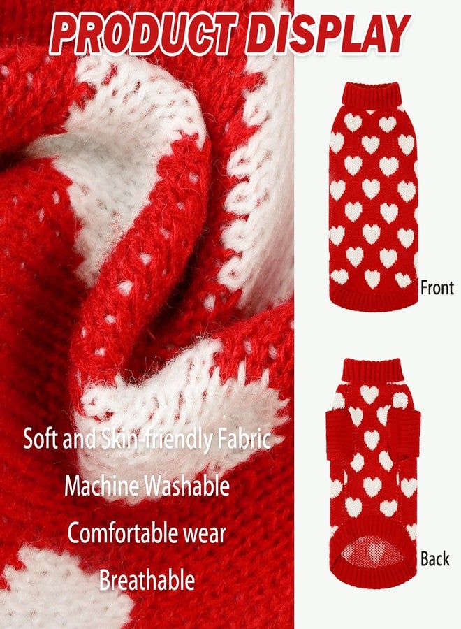 KOOLTAIL Cat Sweater Turtleneck - Soft Knit Cat Christmas Sweater, Heart Love Pattern Thick Warm Cold Weather Clothes for Small, Medium, Large Size Kitten, Puppy, Girls Red - Image 3