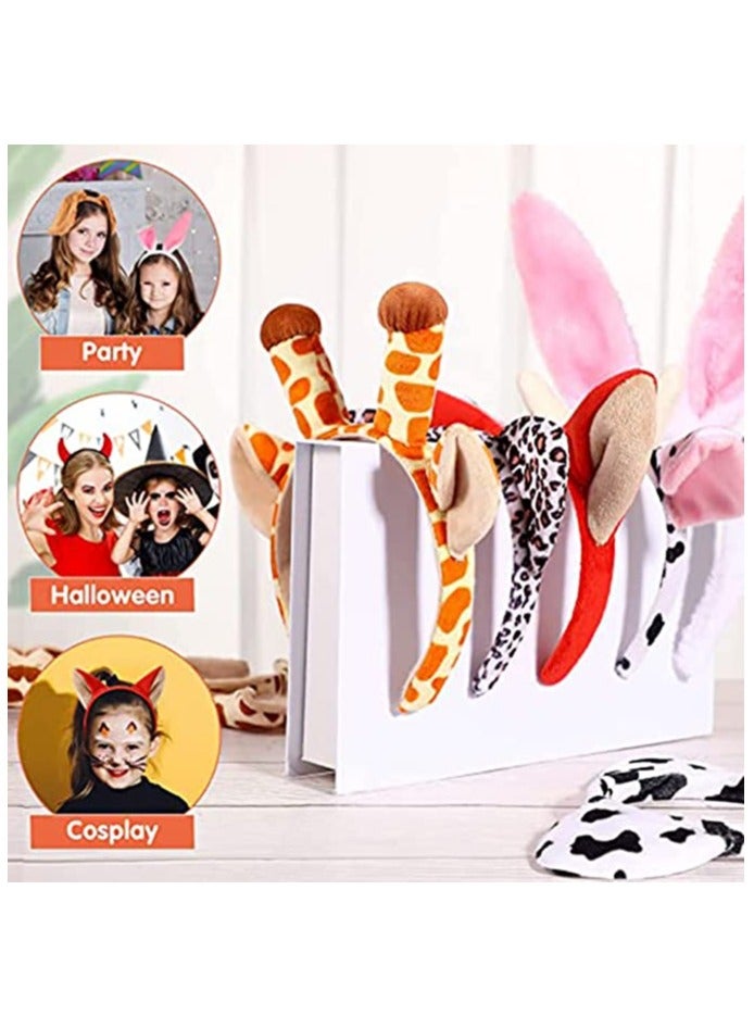 Excefore 2Pcs Animal Ear Headbands Cosplay Make-Up Plush Ears Carnival Masquerade Party Supplies Costume Accessory  Cosplay Party Headbands for Women Girls Adult (Cow and Giraffe） Brand: - Image 5
