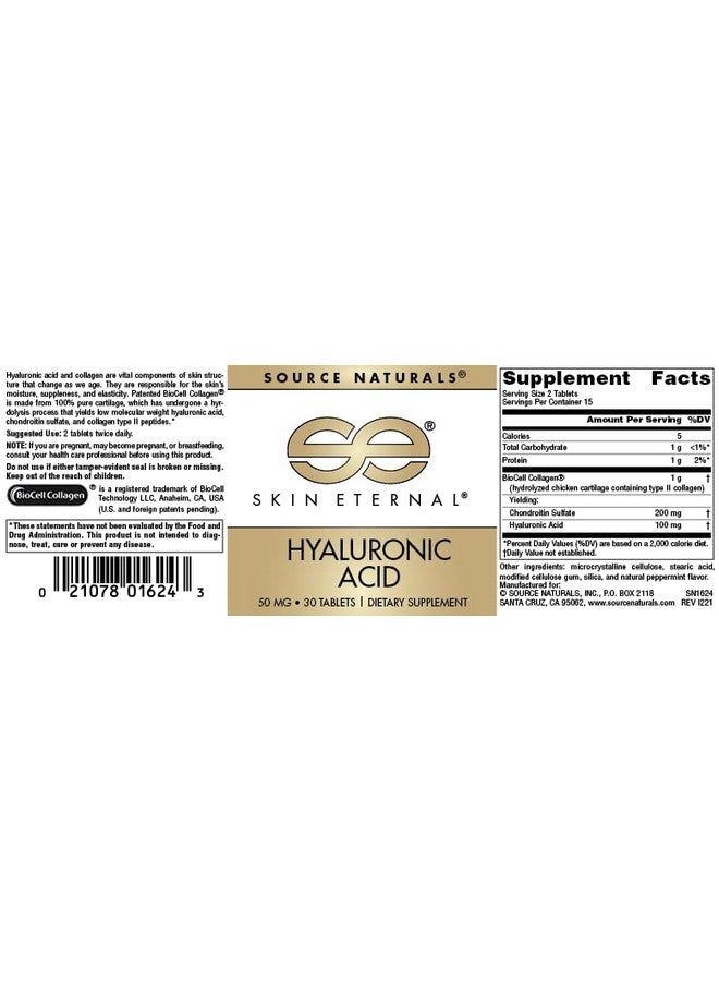 Source Naturals Skin Eternal Hyaluronic Acid, 50mg - 30 Tablets - Image 4
