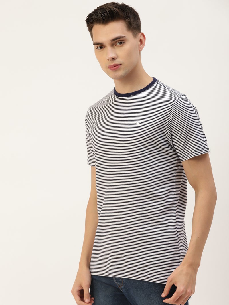 amswan PREMIUM COTTON STRIPED HALF SLEEVE CREW NECK T-SHIRTS - Image 3