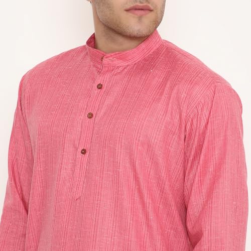 Maharaja Men’s Kurta Pyjama Set – Poly Viscose, Regular Fit, Striped Design in Dark Pink – Indian Outfit for Men [MSKP218-36] - Image 5
