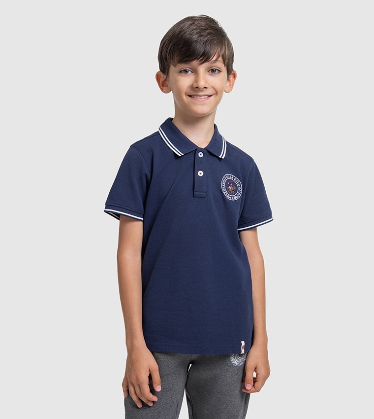 Polo Collar Applique T-shirt