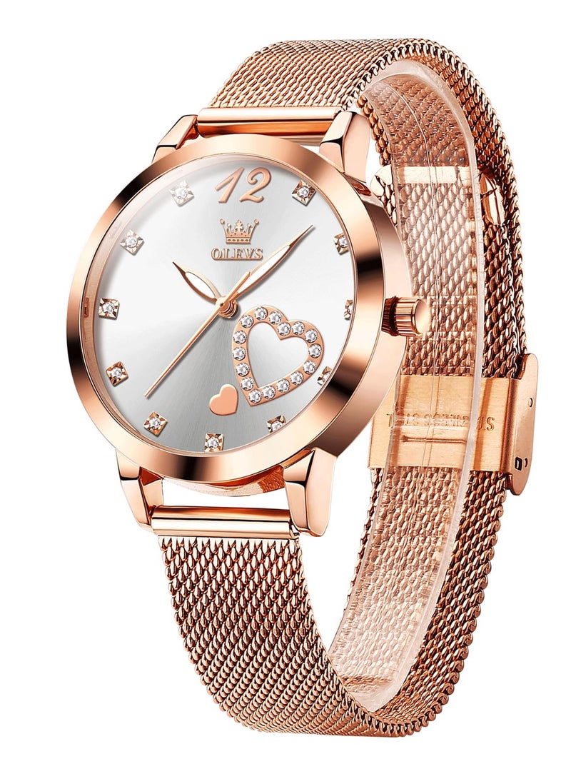 OLEVS Women's Small Wrist Cute Diamond Heart Shape Fashion Waterproof Watch 5189 - Image 1