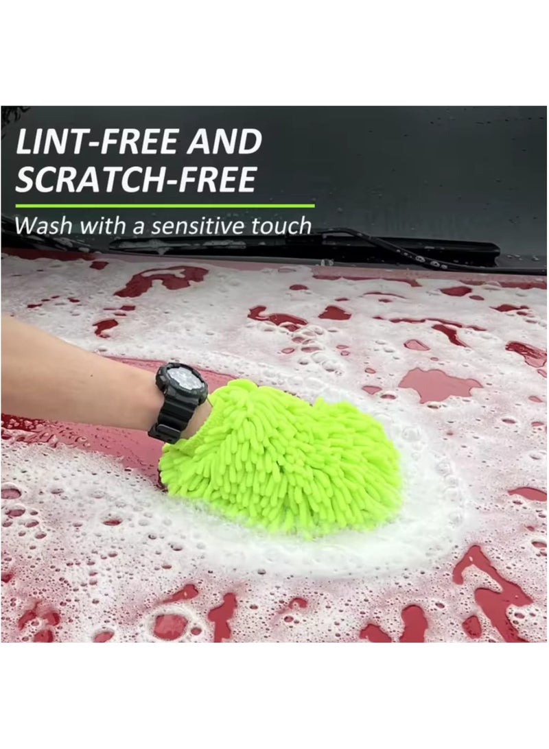 Car Wash Glove, Microfiber Glove for Cleaning and Sweeping Cars, Glove for Sweeping, Cleaning, and Washing Surfaces and Glass, Multi-Purpose Microfiber Towel Glove - Color Green - Image 3