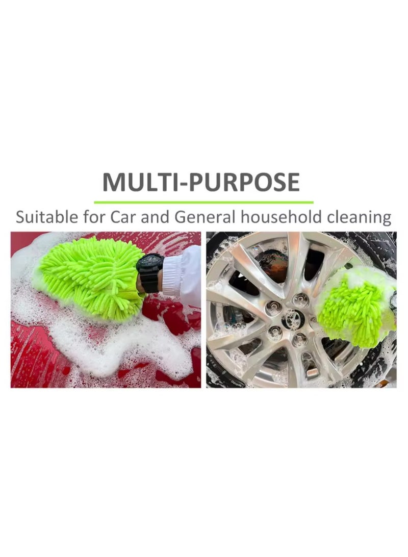 Car Wash Glove, Microfiber Glove for Cleaning and Sweeping Cars, Glove for Sweeping, Cleaning, and Washing Surfaces and Glass, Multi-Purpose Microfiber Towel Glove - Color Green - Image 2