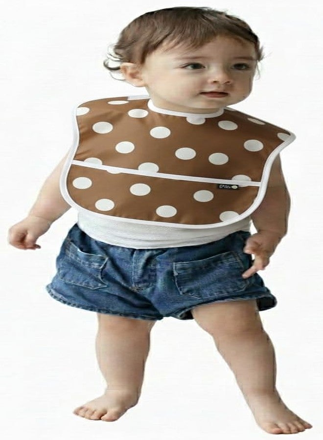 Plie Waterproof Bibs for Girl or Boy, SuperBib Baby and Toddler for 6-24 Months, Essential Must Have for Eating - Brown/Dot - Image 3