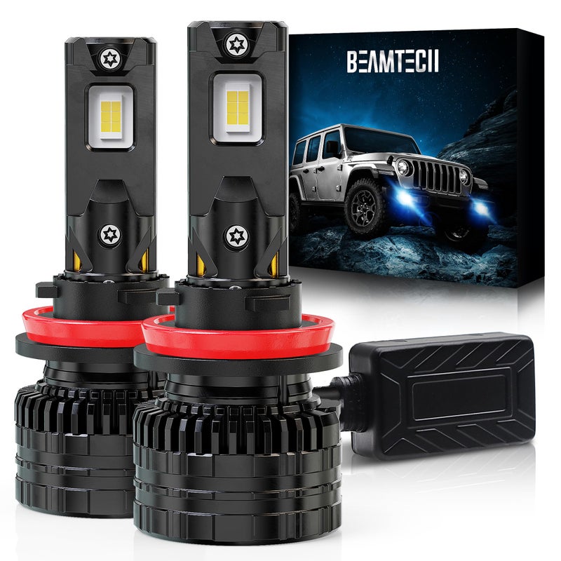 BEAMTECH H11/H9/H8 Bulbs, 900% Brighter Canbus Ready 6500K White Light or Fog Light, 2 Bulbs. - Image 1
