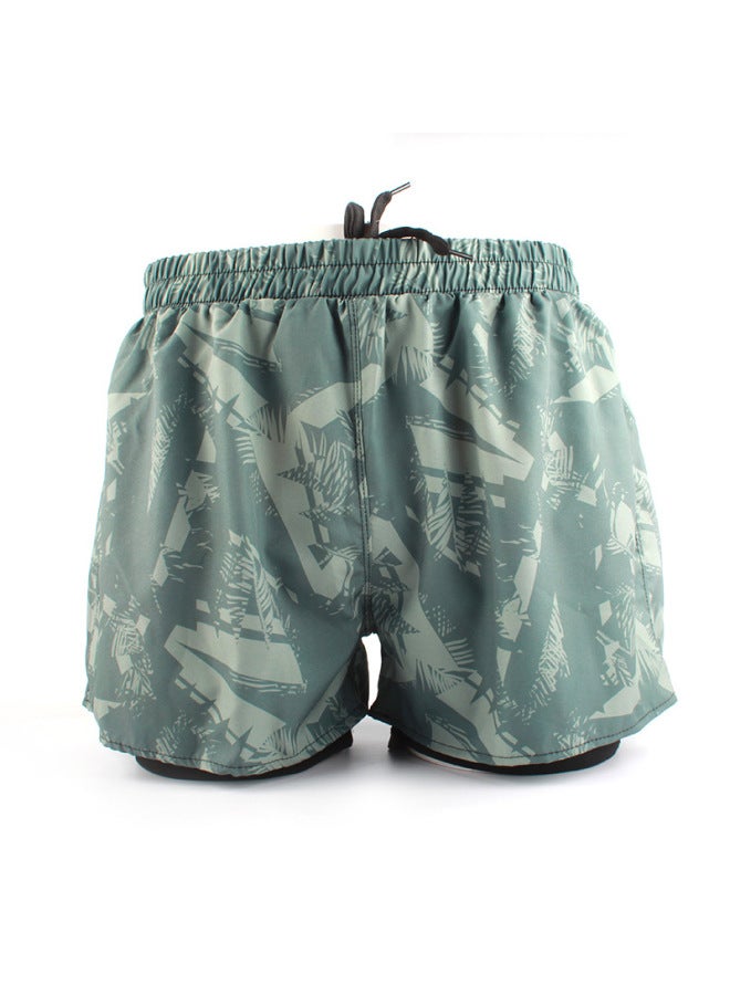 Loquat Men's Sports Swimming Trunks Summer 2023 Double-layer Quick-drying Anti-embarrassment Swimming Trunks Loose Breathable Printed Shorts-Color:Cross Dark Seal 3602-6- - Image 3