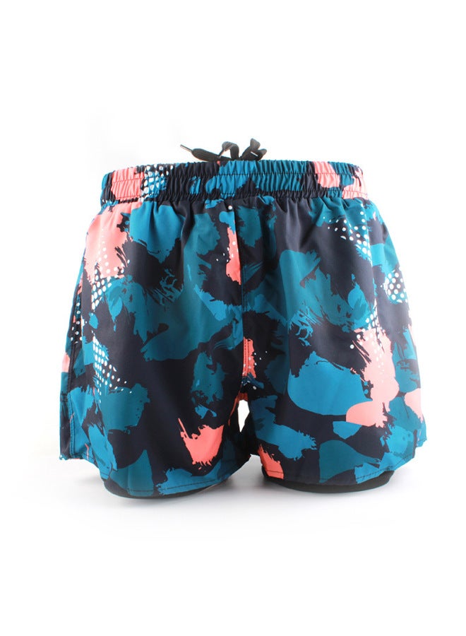 Loquat Men's Sports Swimming Trunks Summer 2023 Double-layer Quick-drying Anti-embarrassment Swimming Trunks Loose Breathable Printed Shorts-Color:Cross Dark Seal 3602-6- - Image 4