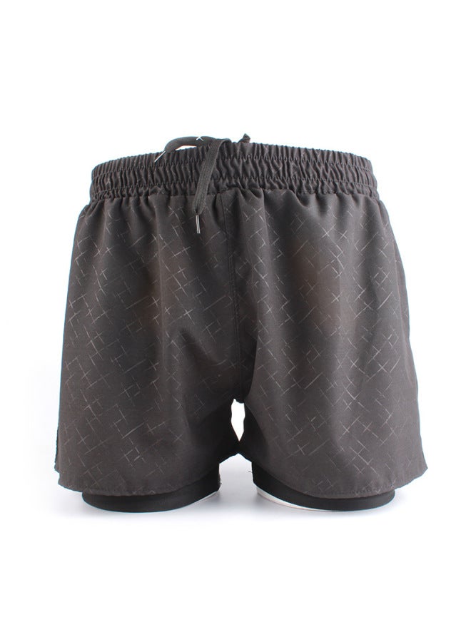 Loquat Men's Sports Swimming Trunks Summer 2023 Double-layer Quick-drying Anti-embarrassment Swimming Trunks Loose Breathable Printed Shorts-Color:Cross Dark Seal 3602-6- - Image 5