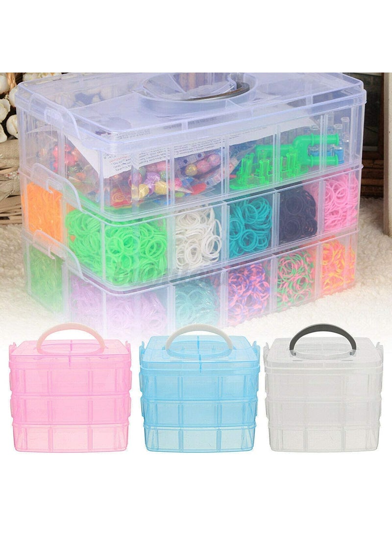 Cloudmart CLOUDMART Plastic Transparent Earring Storage Box, 3 Layer with 30 Grid Portable Jewelry Craft Accessories Storage Box with Collapsible and Removable Dividers (30 Grid, Multi Color)  - Image 5