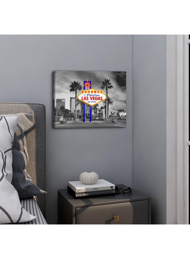 YOOOAHU Black and White Las Vegas Wall Art Cityscape Skyline Picture Wall Decor Nevada Sign Framed Canvas Prints City Iconic Scenic Posters Modern Artwork Living Room Bedroom Office Home Decorations 12x16” - Image 5