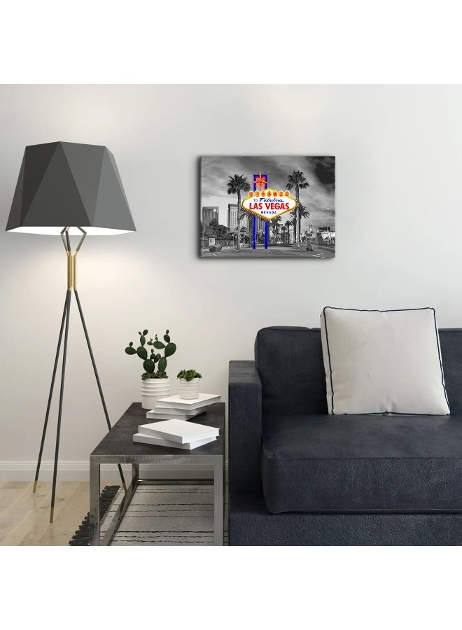 YOOOAHU Black and White Las Vegas Wall Art Cityscape Skyline Picture Wall Decor Nevada Sign Framed Canvas Prints City Iconic Scenic Posters Modern Artwork Living Room Bedroom Office Home Decorations 12x16” - Image 2