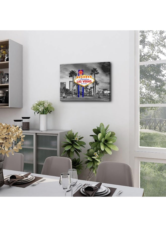 YOOOAHU Black and White Las Vegas Wall Art Cityscape Skyline Picture Wall Decor Nevada Sign Framed Canvas Prints City Iconic Scenic Posters Modern Artwork Living Room Bedroom Office Home Decorations 12x16” - Image 3