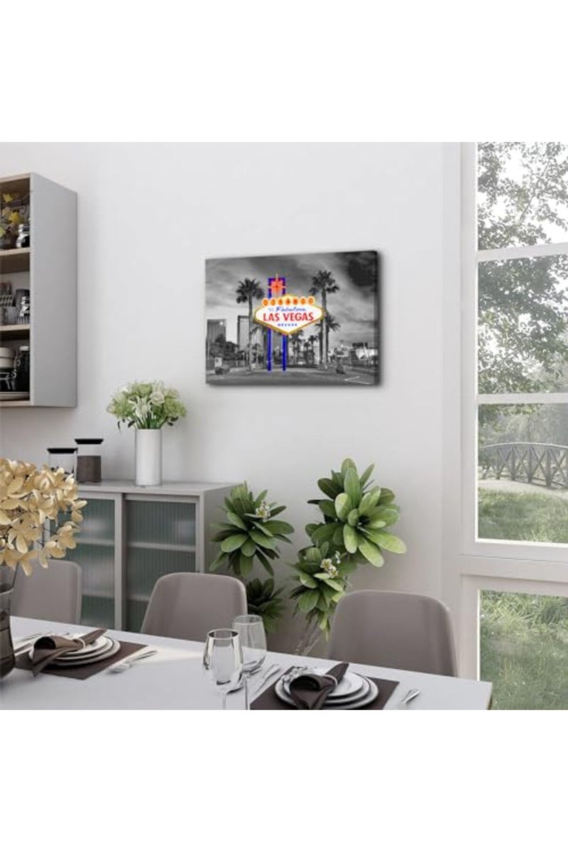 YOOOAHU Black and White Las Vegas Wall Art Cityscape Skyline Picture Wall Decor Nevada Sign Framed Canvas Prints City Iconic Scenic Posters Modern Artwork Living Room Bedroom Office Home Decorations 12x16” - Image 3