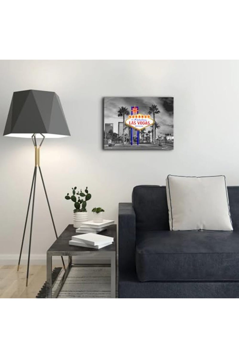 YOOOAHU Black and White Las Vegas Wall Art Cityscape Skyline Picture Wall Decor Nevada Sign Framed Canvas Prints City Iconic Scenic Posters Modern Artwork Living Room Bedroom Office Home Decorations 12x16” - Image 2
