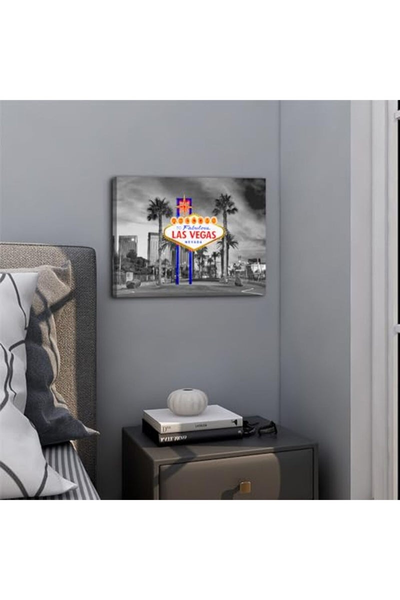YOOOAHU Black and White Las Vegas Wall Art Cityscape Skyline Picture Wall Decor Nevada Sign Framed Canvas Prints City Iconic Scenic Posters Modern Artwork Living Room Bedroom Office Home Decorations 12x16” - Image 5