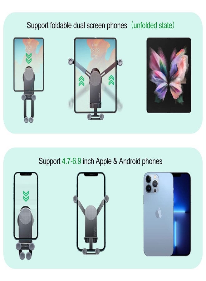 xuenair Z Fold 4 Car Mount for Dashboard Windshield Window, Aluminum 2 Mode for Samsung Galaxy Z Fold 6 5 4 3 2 Accessories and iPhone 16 15 Pro Max - Image 2