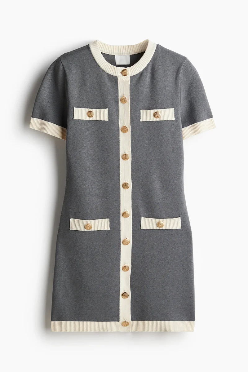 H&M Fine-knit button-front dress