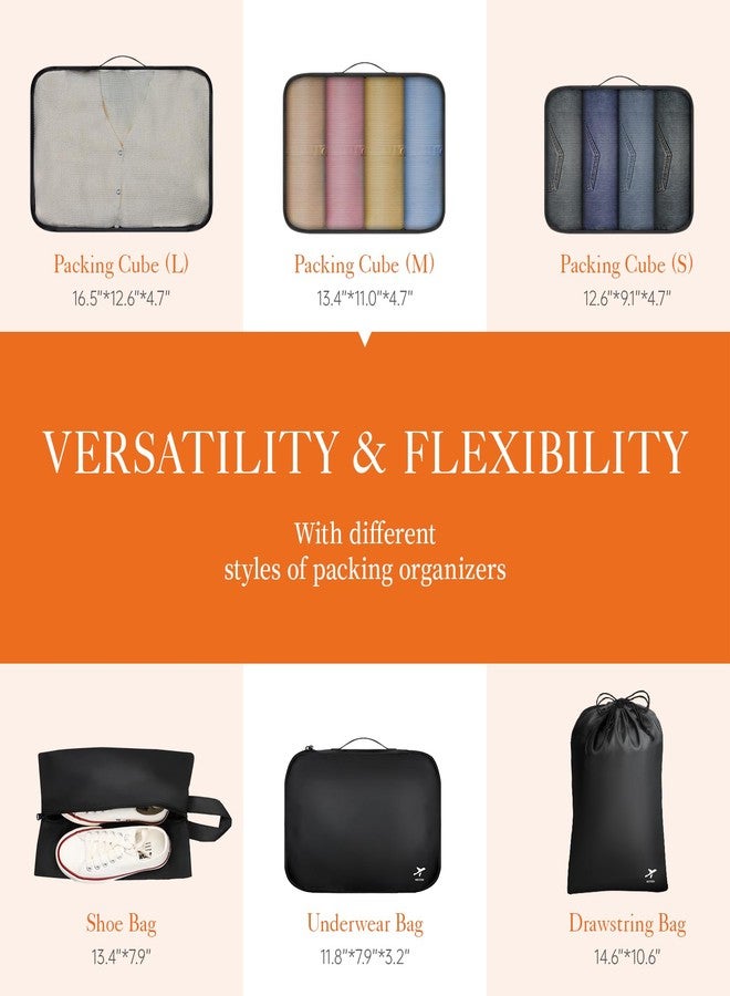 HOTOR Packing Cubes for Suitcases - 6 Pieces, Light Packing Cubes for Travel, Premium Suitcase Organizer Bags Set, Space-Saving Luggage Organizers, Travel Accessories and Essentials, Black - Image 3
