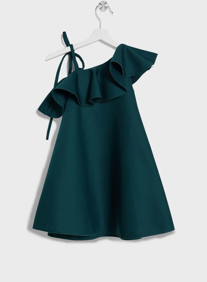 ليتل جولدن ابل One-Shoulder Ruffle Dress