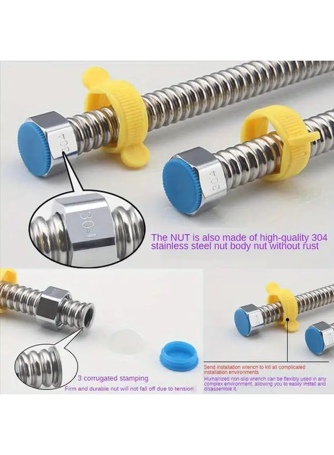 304 Stainless Steel Flexible Water Heater Hose 19.69 Inch Leakproof Corrugated - Image 3