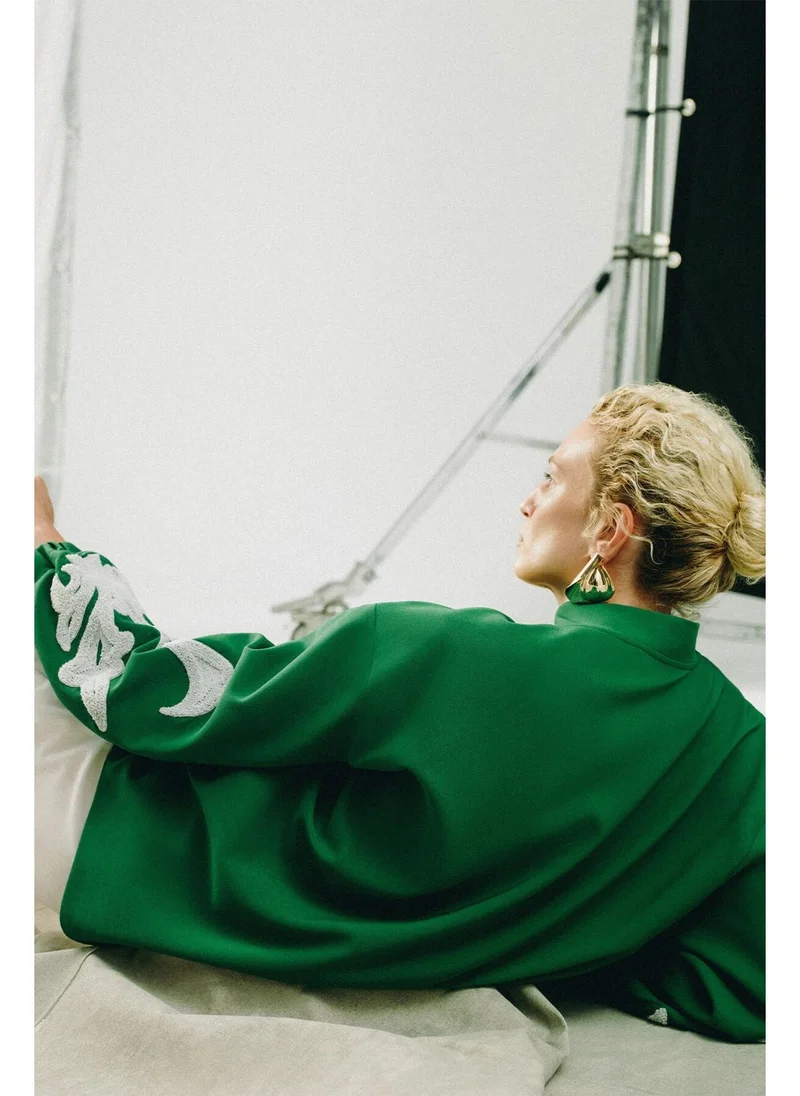 Touche Embroidered Crepe Jacket